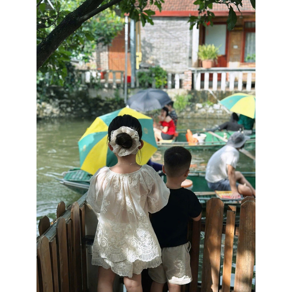 Set đồ Đùi Bé Gái Vải Thêu Thô Mùa Hè sét Bộ Cặp Mẹ Bé Phong Cách Tiểu Thư Nhẹ Nhàng cho mẹ và bé diện Đi Biển du lịch