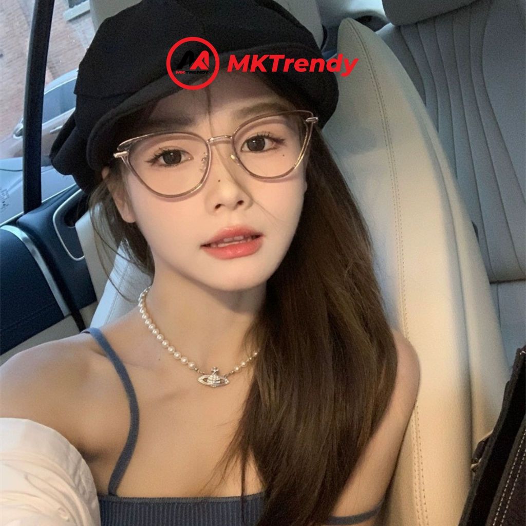 [ĐQ KOL x MKTRENDY] Kính mắt mèo K8 gọng kim loại chống ánh sáng xanh tặng túi đựng kính khăn lau kính