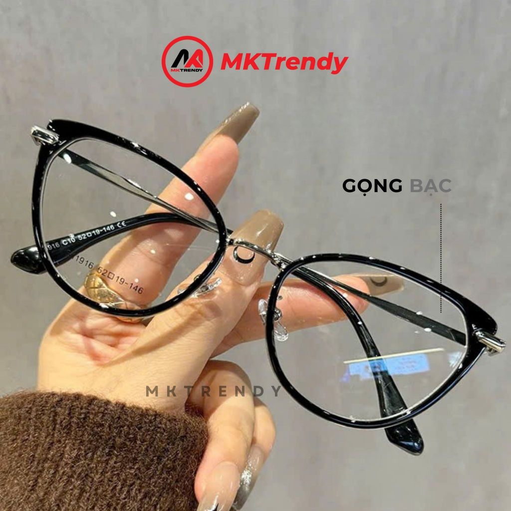 [ĐQ KOL x MKTRENDY] Kính mắt mèo K8 gọng kim loại chống ánh sáng xanh tặng túi đựng kính khăn lau kính