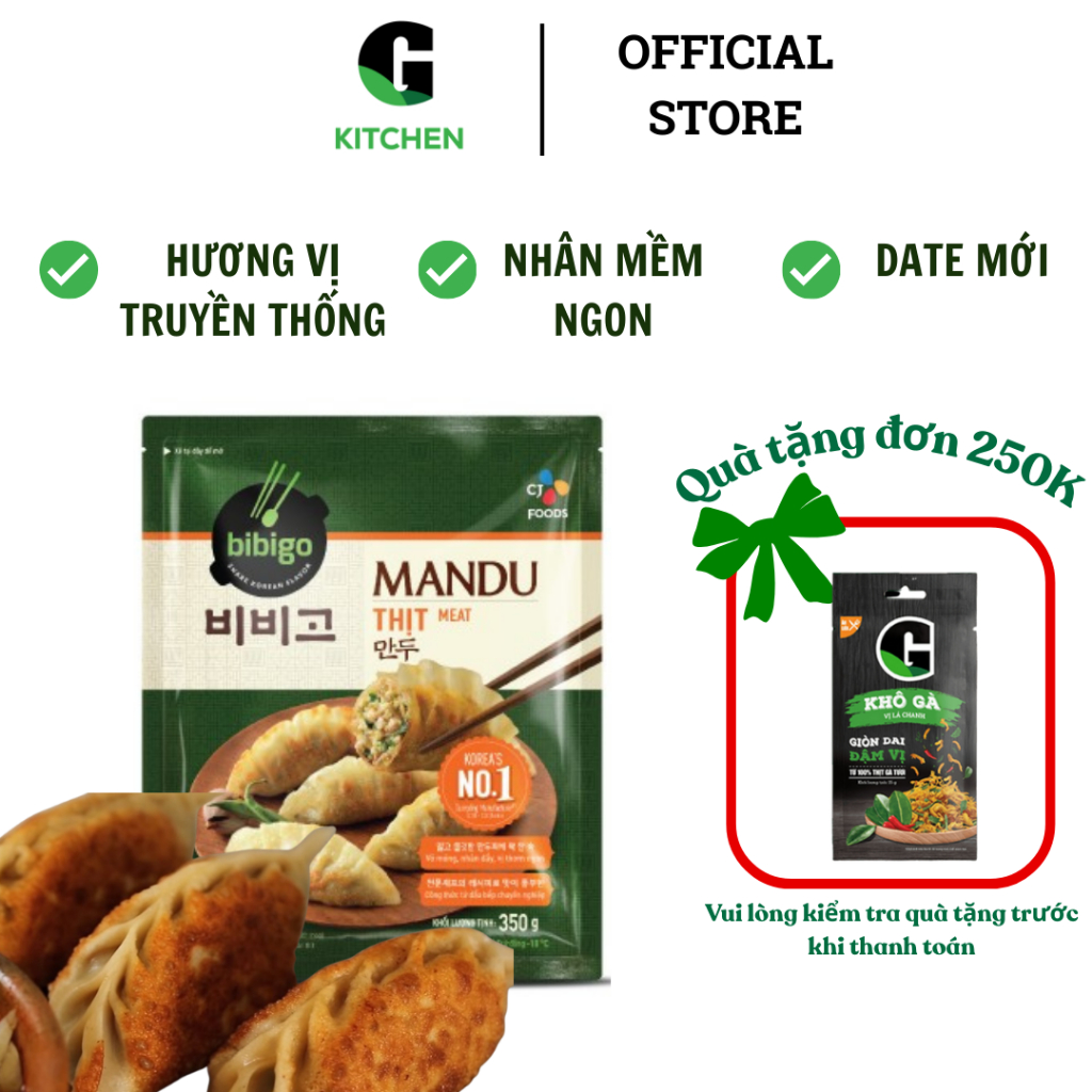 Mandu Bánh xếp nhân Thịt CJ Bibigo gói 350g [Giao HCM]