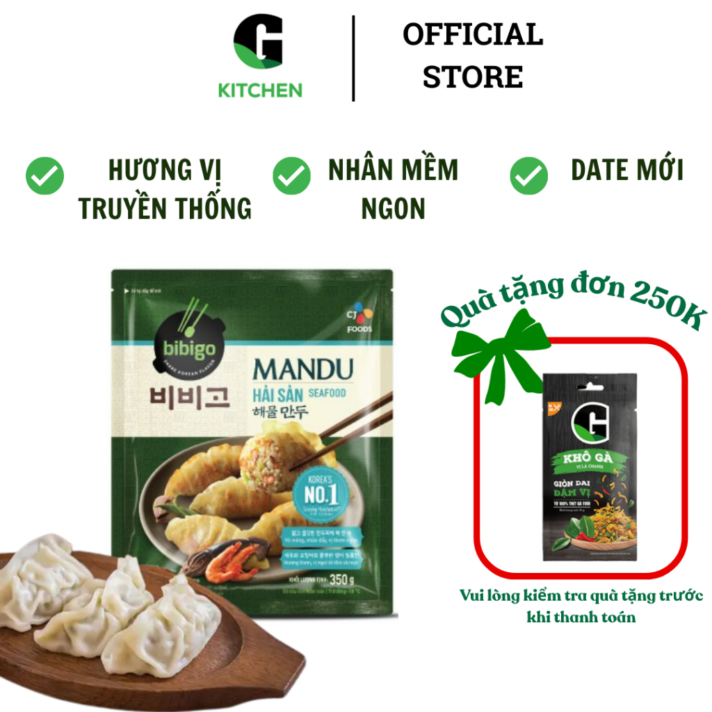 Mandu bibigo hải sản CJ G KITCHEN gói 350g [Giao HCM]