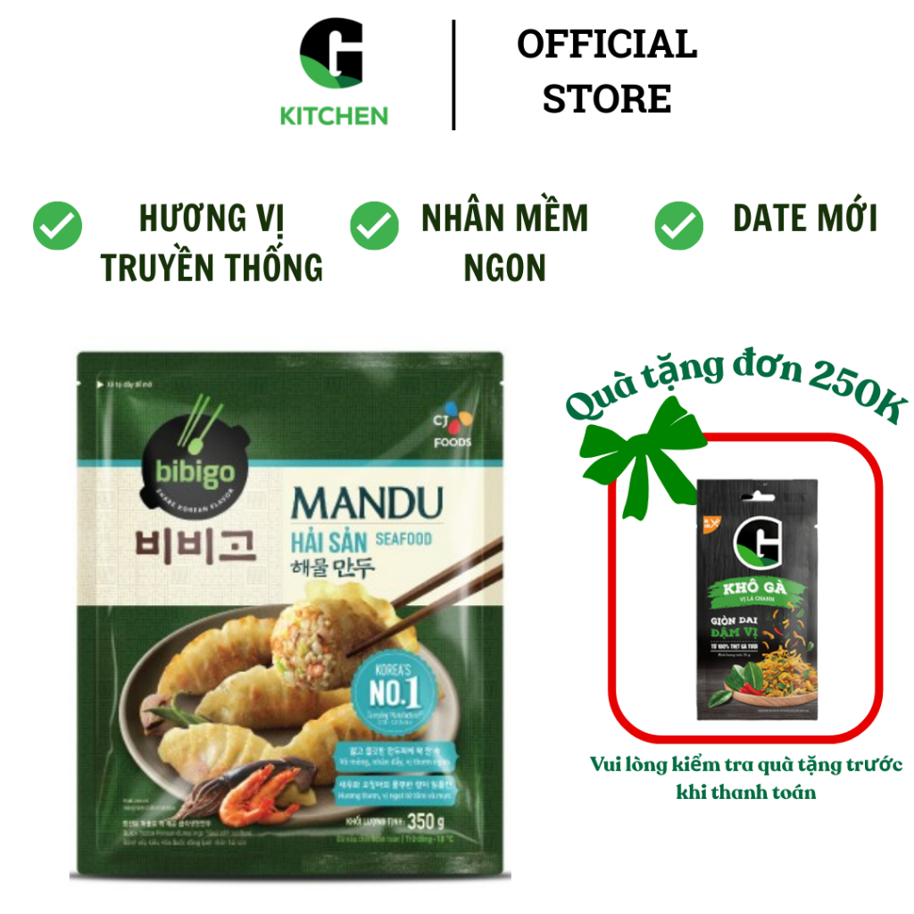Mandu bibigo hải sản CJ G KITCHEN gói 350g [Giao HCM]