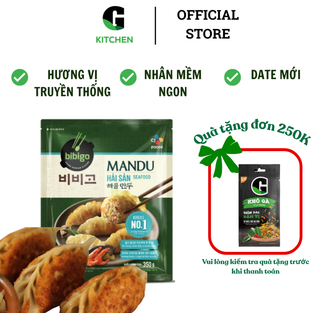 Mandu bibigo hải sản CJ G KITCHEN gói 350g [Giao HCM]