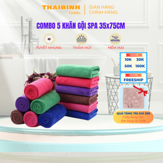 Combo 5 khăn gội đầu spa 35x75cm Thai Bình Towel chất liệu Microfibe 35*75cm cao cấp tiện lợi