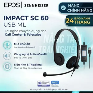 Tai Nghe Hạn Chế Tiếng Ồn SC60 USB -A Hiệu EPOS, Có Dây- Bảo Vệ Thính Giác, Bảo Hành 24T [ Hỏa Tốc ]