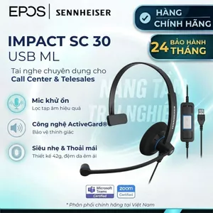 Tai Nghe Telesale SC30 USB Hiệu EPOS, Micro Hạn Chế Tiếng Ồn, Phù Hợp Call Center, CSKH, Học Online, Bảo hành 24T