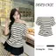 _DORY CHIC_Áo kẻ trễ vai tay cộc có bo eo hông mix chân váy lẻ rời siêu xinh A002