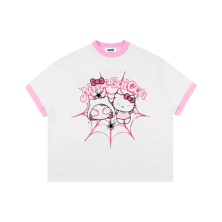 Áo Phông Form Rộng Nữ Mùa Hè Áo Thun Boxy AIMÉ Cotton 250gsm Cổ Tròn Nam Nữ " PHỐI MÀU CARTOON "