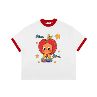 Áo Phông Form Rộng Nữ Mùa Hè Áo Thun Boxy AIMÉ Cotton 250gsm Cổ Tròn Nam Nữ " PHỐI MÀU CARTOON "