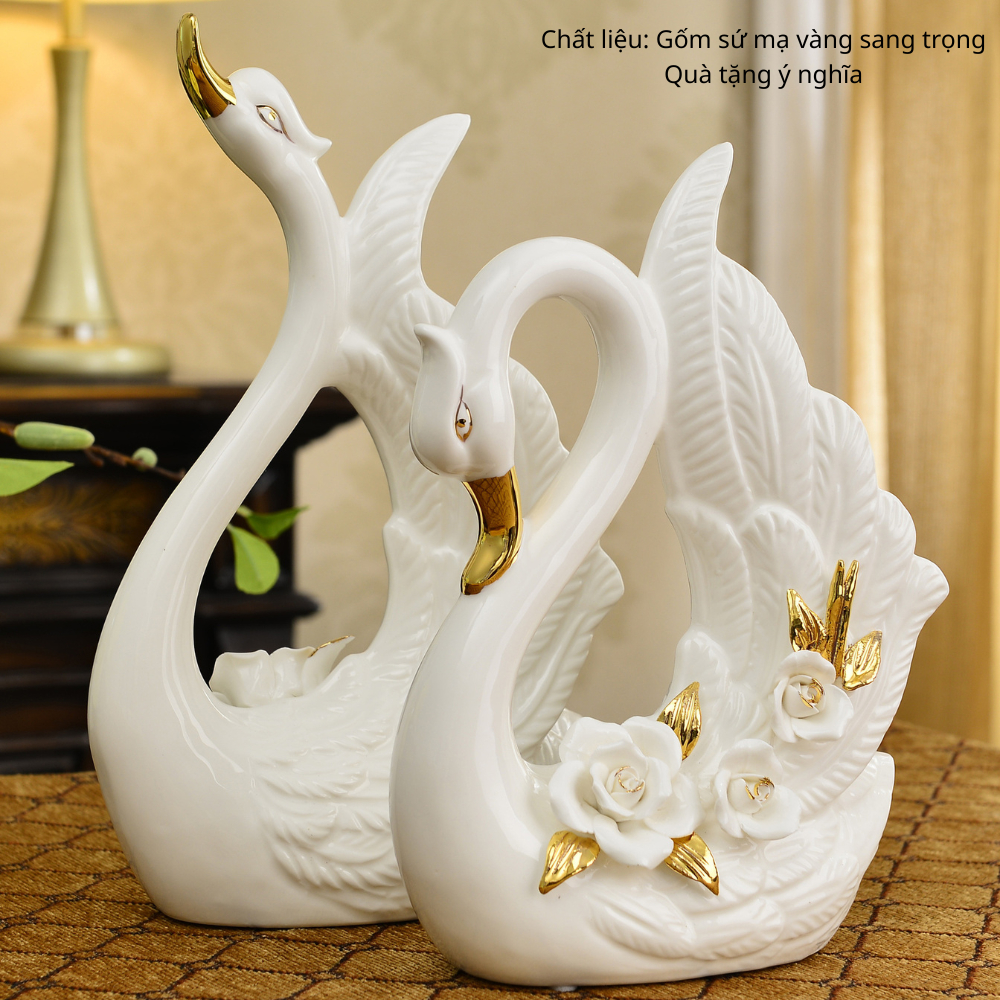 Cặp thiên nga mạ vàng sang trọng cao cấp quà tặng ý nghĩa, decor nhà cửa với nhiều phong cách