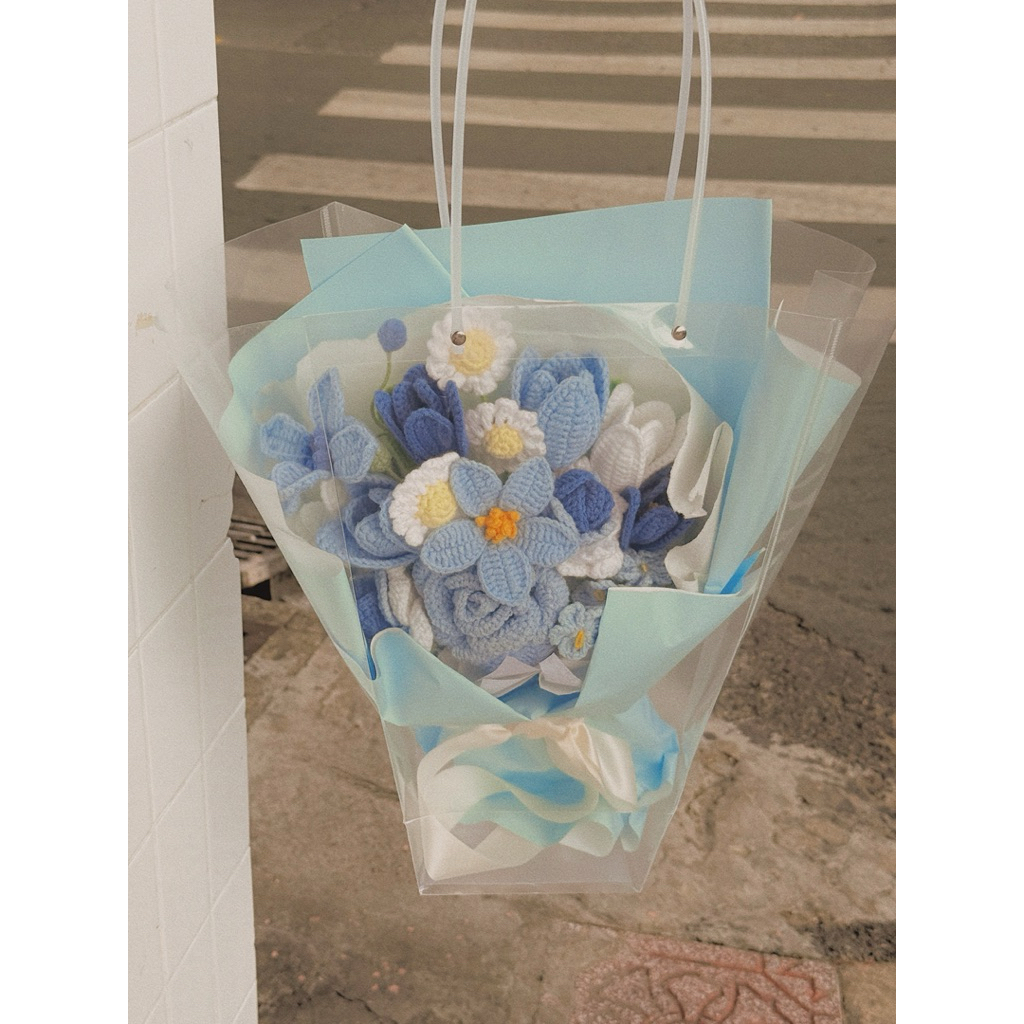 [TẶNG TÚI THIỆP] Bó Hoa Bằng Len 8/3 Hoa Hồng Tulip Linh Lan Handmade Tặng Bạn Gái Phụ Nữ Việt Nam Dễ Thương Thủ Công