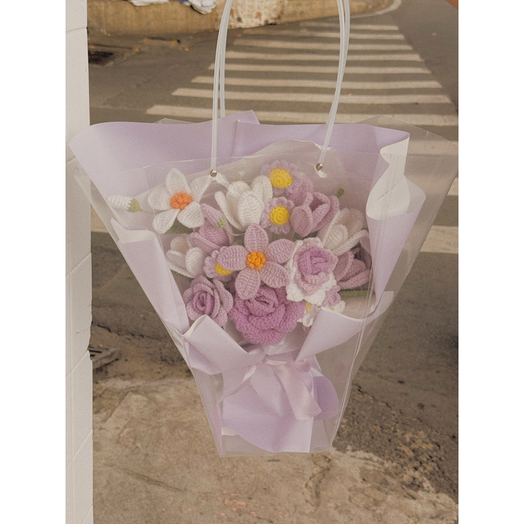 [TẶNG TÚI THIỆP] Bó Hoa Bằng Len 8/3 Hoa Hồng Tulip Linh Lan Handmade Tặng Bạn Gái Phụ Nữ Việt Nam Dễ Thương Thủ Công