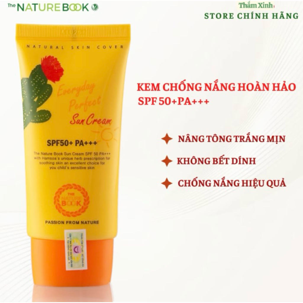Kem Chống Nắng Hoàn Hảo The Nature Book SPF 50 Dưỡng Sáng Da, Kiềm Dầu Dành Cho Mọi Loại Da 70gr