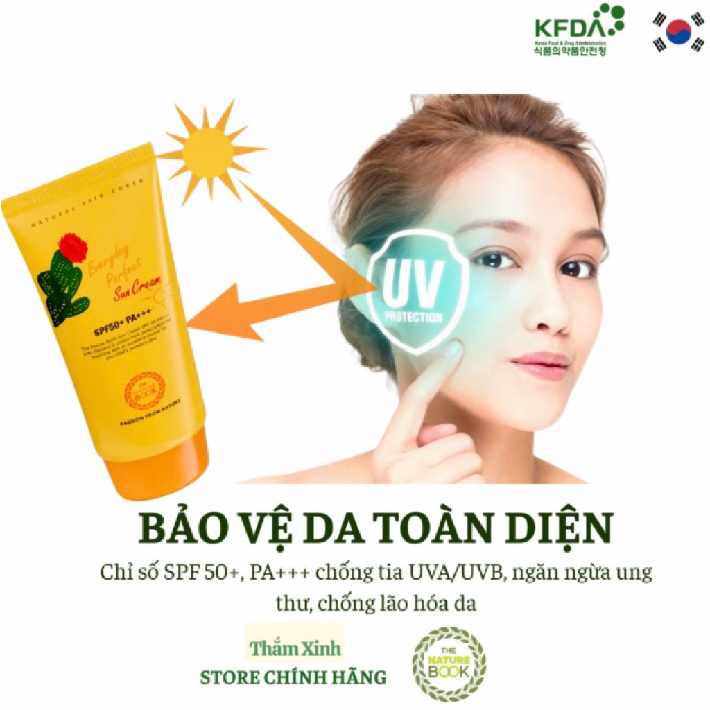 Kem Chống Nắng Hoàn Hảo The Nature Book SPF 50 Dưỡng Sáng Da, Kiềm Dầu Dành Cho Mọi Loại Da 70gr