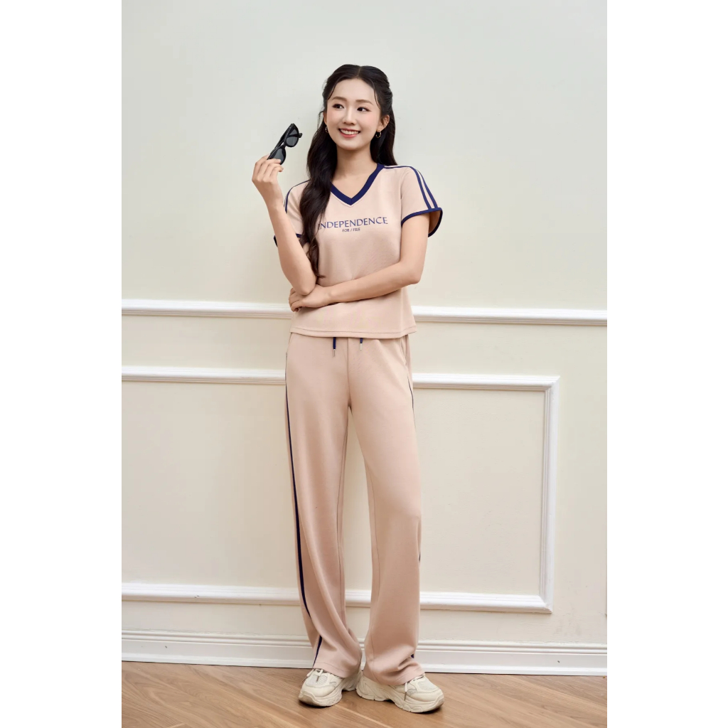 SFB3124 Set đồ nữ ponte áo cộc quần suông dài