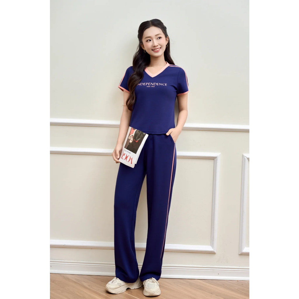 SFB3124 Set đồ nữ ponte áo cộc quần suông dài