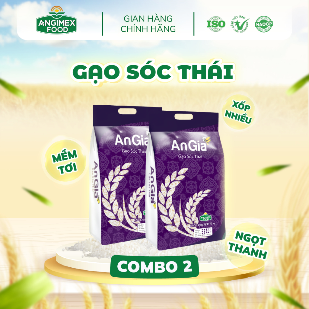 [COMBO 2 TÚI] Gạo Sóc Thái An Gia Angimex Tơi Xốp Hạt Hậu Vị Ngọt Thanh ...