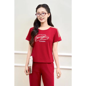 SS5822 Bộ thể thao nữ cotton compact áo cộc quần dài