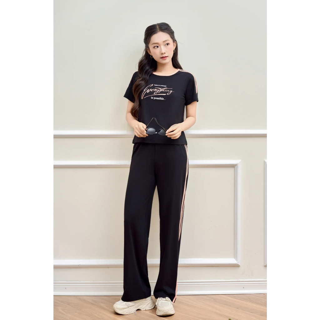 SS5822 Bộ thể thao nữ cotton compact áo cộc quần dài
