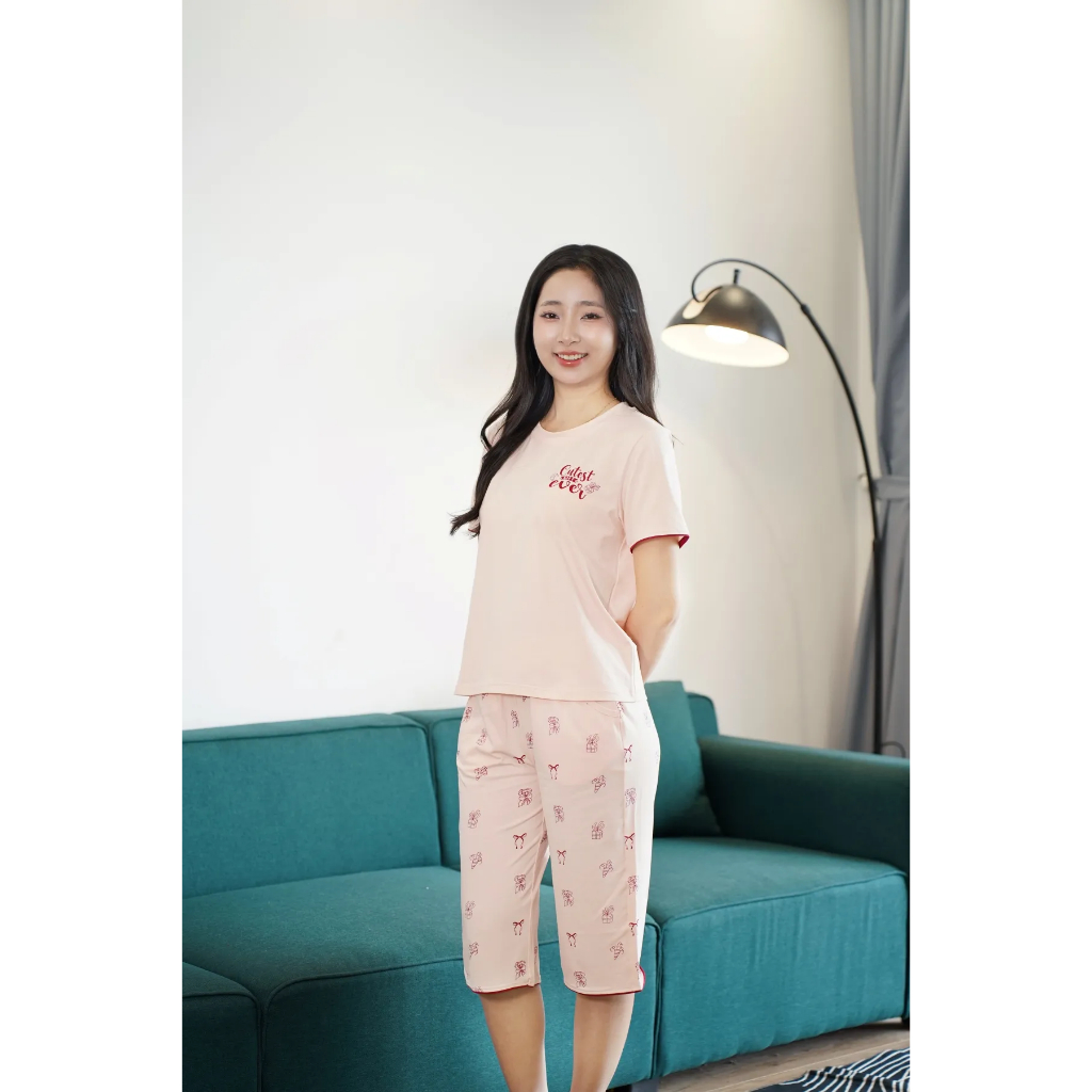 ST9359 Đồ bộ mặc nhà nữ cotton USA áo cộc quần ngố