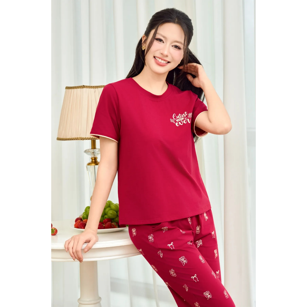 ST9359 Đồ bộ mặc nhà nữ cotton USA áo cộc quần ngố