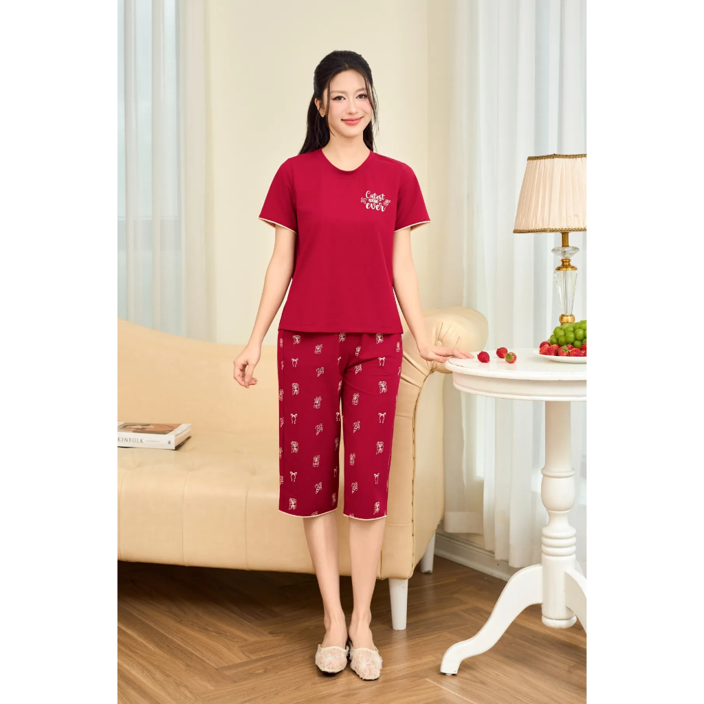 ST9359 Đồ bộ mặc nhà nữ cotton USA áo cộc quần ngố