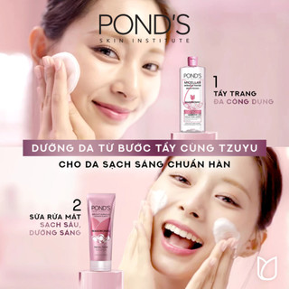 Bộ 3 Bước Chăm Sóc Da Pond’s - Tẩy Trang, Sữa Rửa Mặt, Toner - Làm Sạch, Dưỡng Sáng, Cấp Ẩm Cho Da