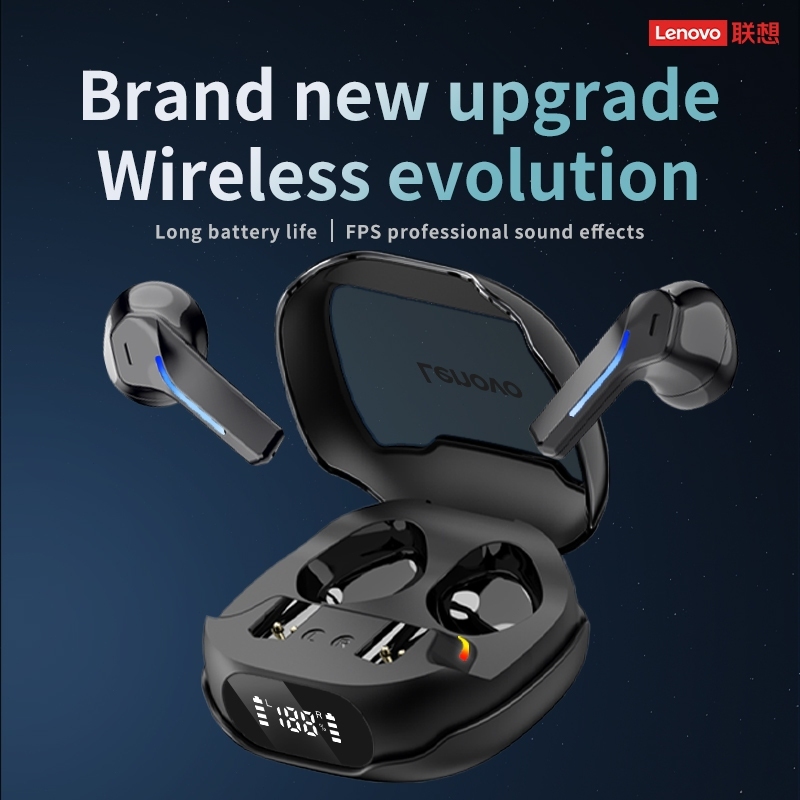 Tai nghe chơi game Bluetooth Lenovo TG101 TWS âm thanh nổi HD, pin lâu, độ trễ thấp, có micro, hiệu ứng đèn RGB
