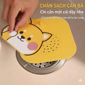 Nắp lọc rác cống thoát nước silicon shiba dễ thương có nắp đậy, chống tắc nghẽn
