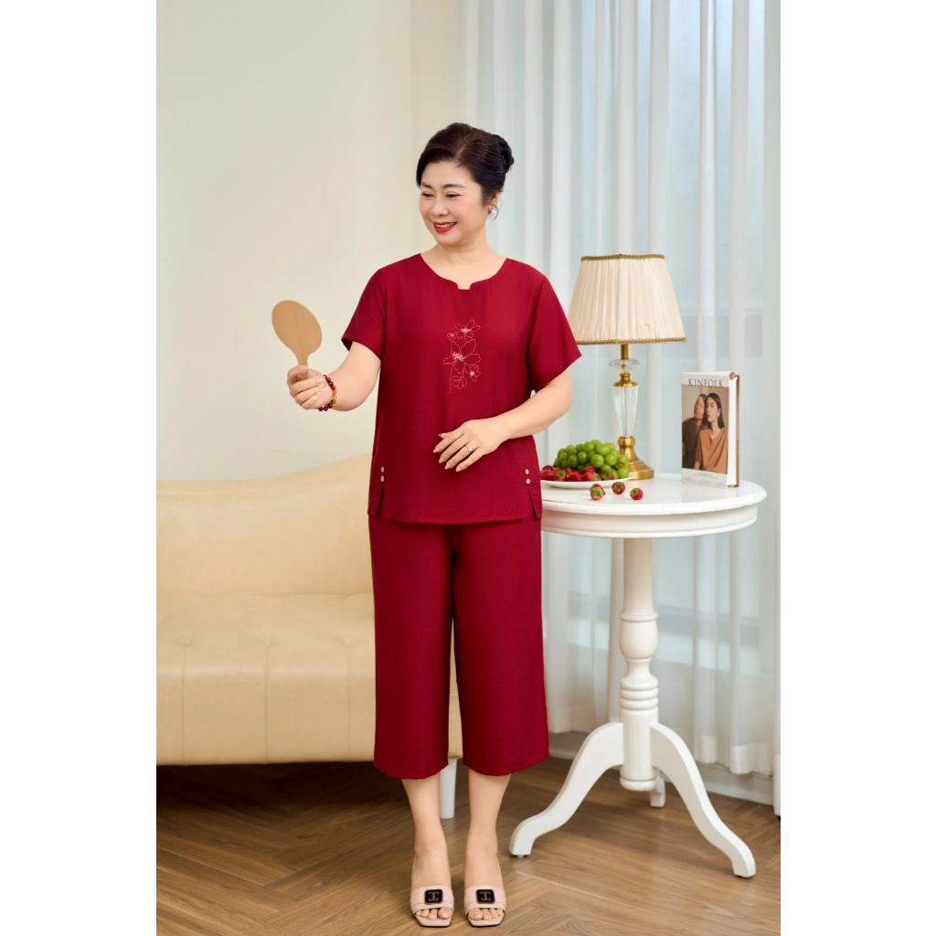 SP2256 Đồ bộ mặc nhà nữ linen áo cộc quần ngố