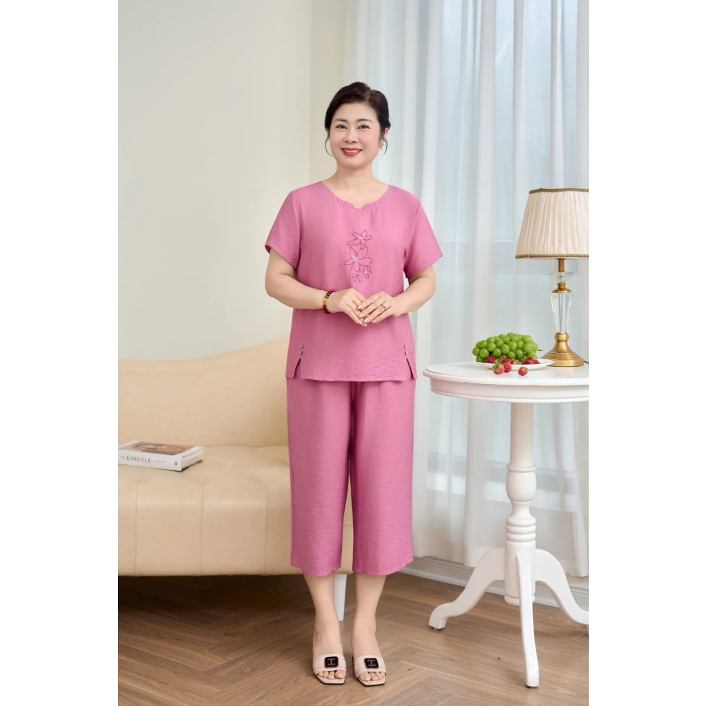 SP2256 Đồ bộ mặc nhà nữ linen áo cộc quần ngố