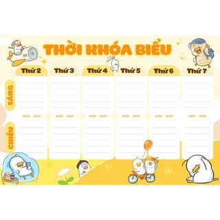 Thời Khóa Biểu B5 Khổ 17*24 Bóc Dán Mẫu Thiết Kế Dễ Thương - Mẫu Ngẫu Nhiên