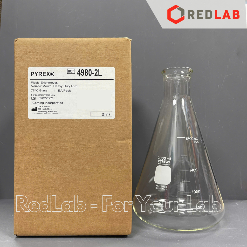 Bình tam giác cổ hẹp PYREX Class A 1L 2L Erlen, ASTM thuỷ tinh ...
