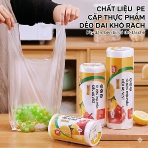 Túi PE đựng thực phẩm dùng 1 lần dày dặn có quai xách (cuộn 300 túi)