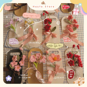 Bìa Cành Hoa Bằng Len Hoa Hồng Tulip Linh Lan Handmade Tặng Bạn Gái Phụ Nữ Việt Nam Dễ Thương Thủ Công