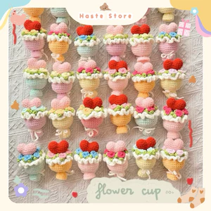 Móc Khoá Len Bó Hoa Trái Tim Tặng Tình Yêu Crush Bạn Bè Dịp Lễ Valentine Quà Tặng Kỉ Niệm Dễ Thương Handmade