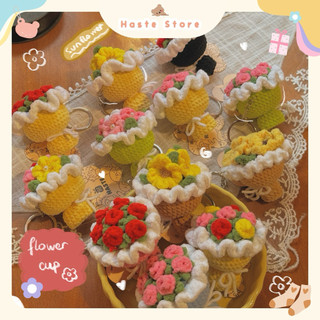 Móc Khoá Nhung Bó Hoa Hồng Len Mini Chút Xíu 5 Màu Dễ Thương Quà Tặng Handmade Haste