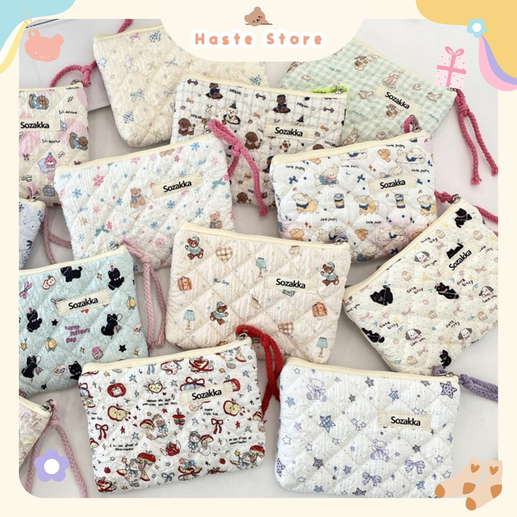 Túi Ví Pouch Mini Đựng Mỹ Phẩm Đồ Vật Dụng Linh Tinh Mini Pouch Vải Phao Dễ Thương Nhiều Màu Sắc Quà Tặng