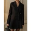 Váy Vest Đen Tuyết Mưa Form Ôm – Đầm Blazer 2 Hàng Nút Chân Xếp Ly, Đi Làm/Đi Tiệc