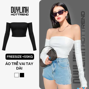 Áo Trễ Vai Tay Dài Croptop Nữ DUYLINH HOTTREND Vải Borip Cotton Co Giãn Ôm Dáng TD19