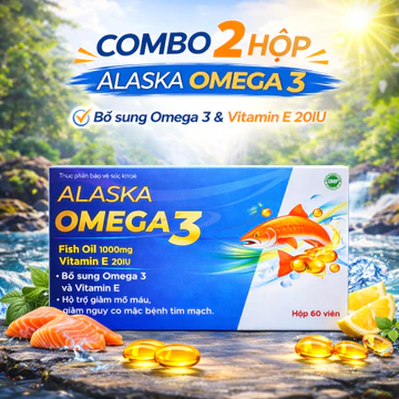 Combo 2-TPBVSK Alaska Omega 3 bổ sung Omega 3 ,Vitamin e hỗ trợ cho sức khỏe tim mạch ,hộp 60 viên