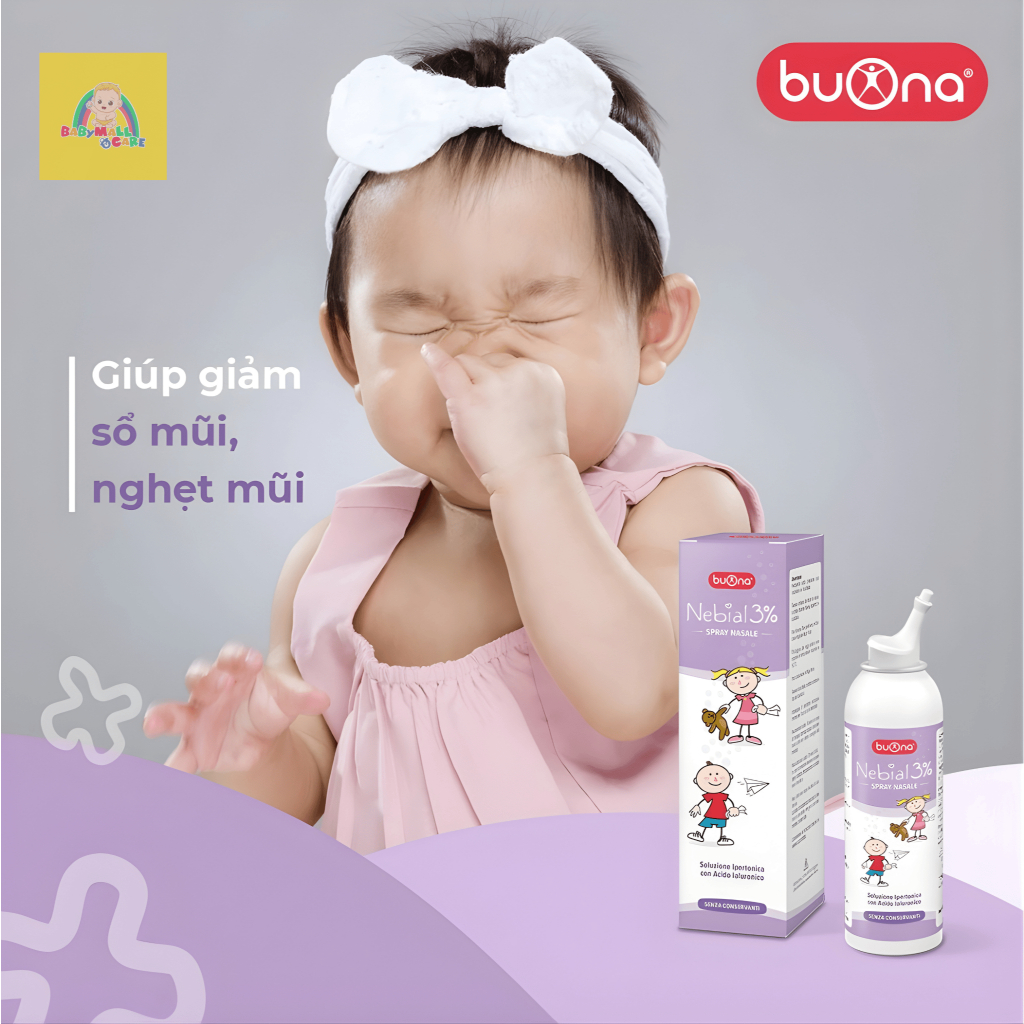 Xịt Mũi Nebianax 3% BOUNA 100ml  Giúp Giảm Sổ Mũi Nghẹt Mũi Cho Bé Từ 3 Tháng | Babymall & Care