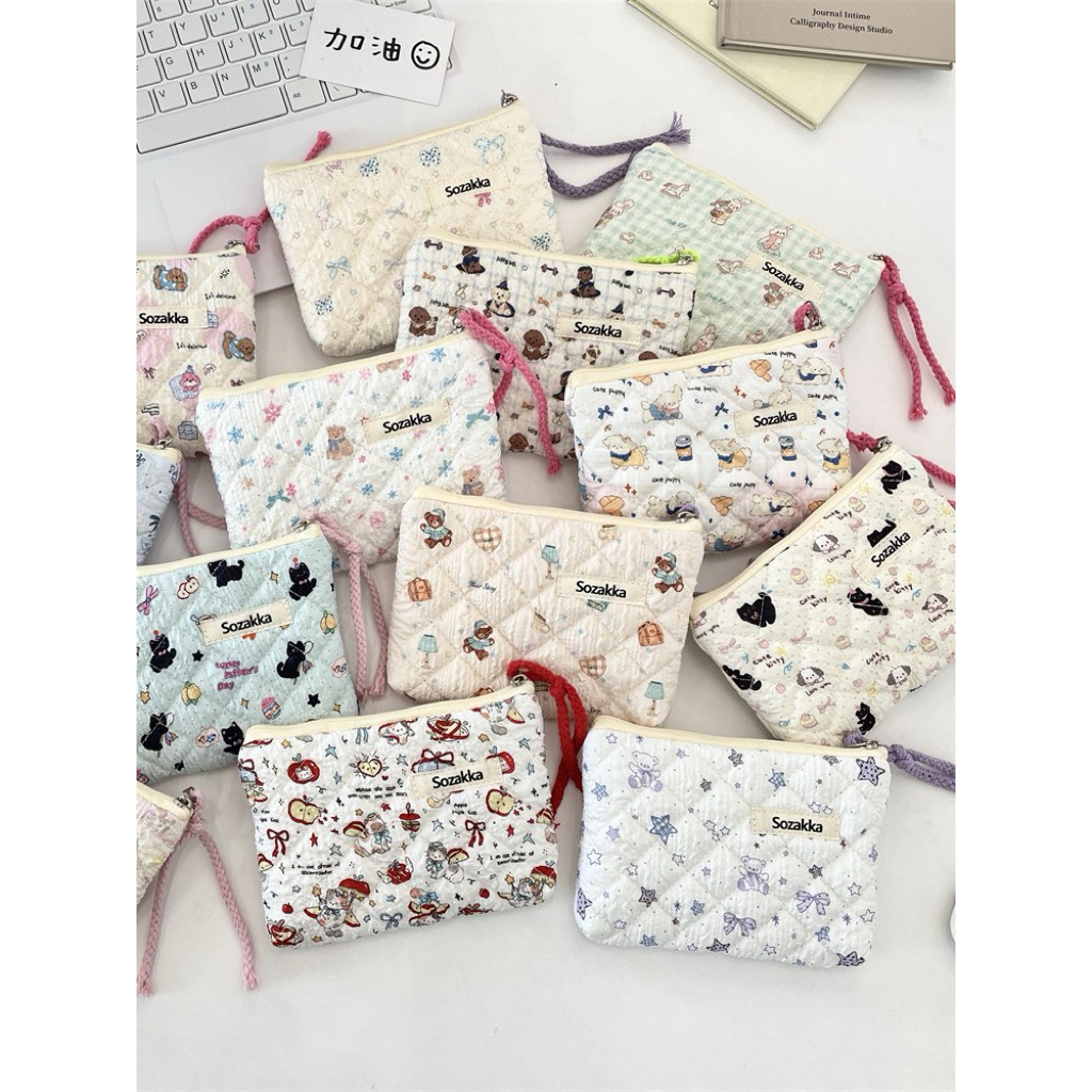 Túi Ví Pouch Mini Đựng Mỹ Phẩm Đồ Vật Dụng Linh Tinh Mini Pouch Vải Phao Dễ Thương Nhiều Màu Sắc Quà Tặng
