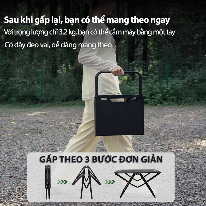 Bàn cắm trại ngoài trời có thể gập lại, di động, trọng lượng nhẹ, bàn dã ngoại bằng nhôm BBQ, bàn cắm trại