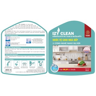 [Mua là có quà] Nước Vệ Sinh Nhà Bếp PRIME IZY Clean Nano Silver 550ml – Tẩy Dầu Mỡ, Diệt Khuẩn 99.9%, Khử Mùi Hiệu Quả