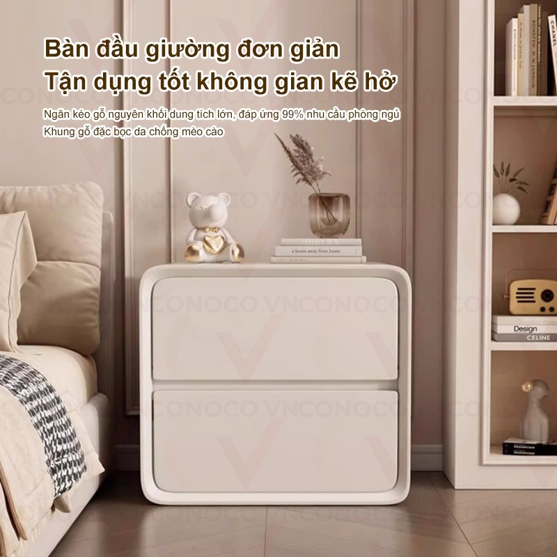 CONOCO Tủ đầu giường mini bọc da hiện đại kệ đầu giường gỗ thông siêu hẹp cao cấp chống nước