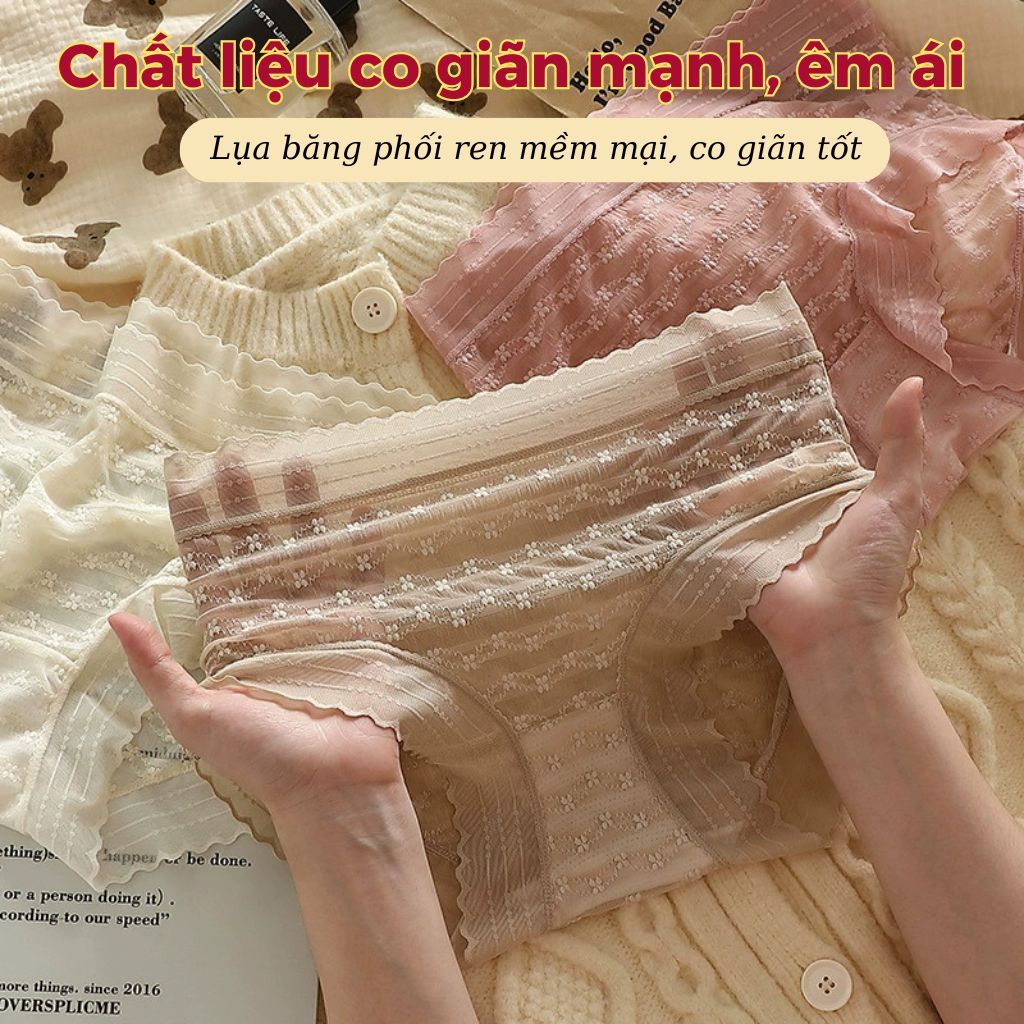 Quần lót nữ ren lưới hoa nhí mềm mại mỏng nhẹ cạp vừa tôn dáng đáy lót lưới thoáng khí LANIXA L5505