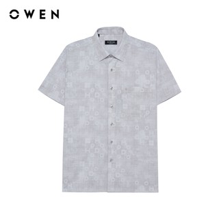 Owen - Áo sơ mi ngắn tay Body Fit AB255063NT màu Be chất liệu Modal Lenzing
