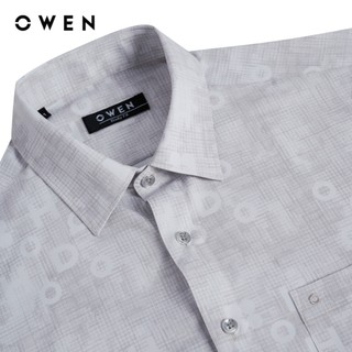Owen - Áo sơ mi ngắn tay Body Fit AB255063NT màu Be chất liệu Modal Lenzing