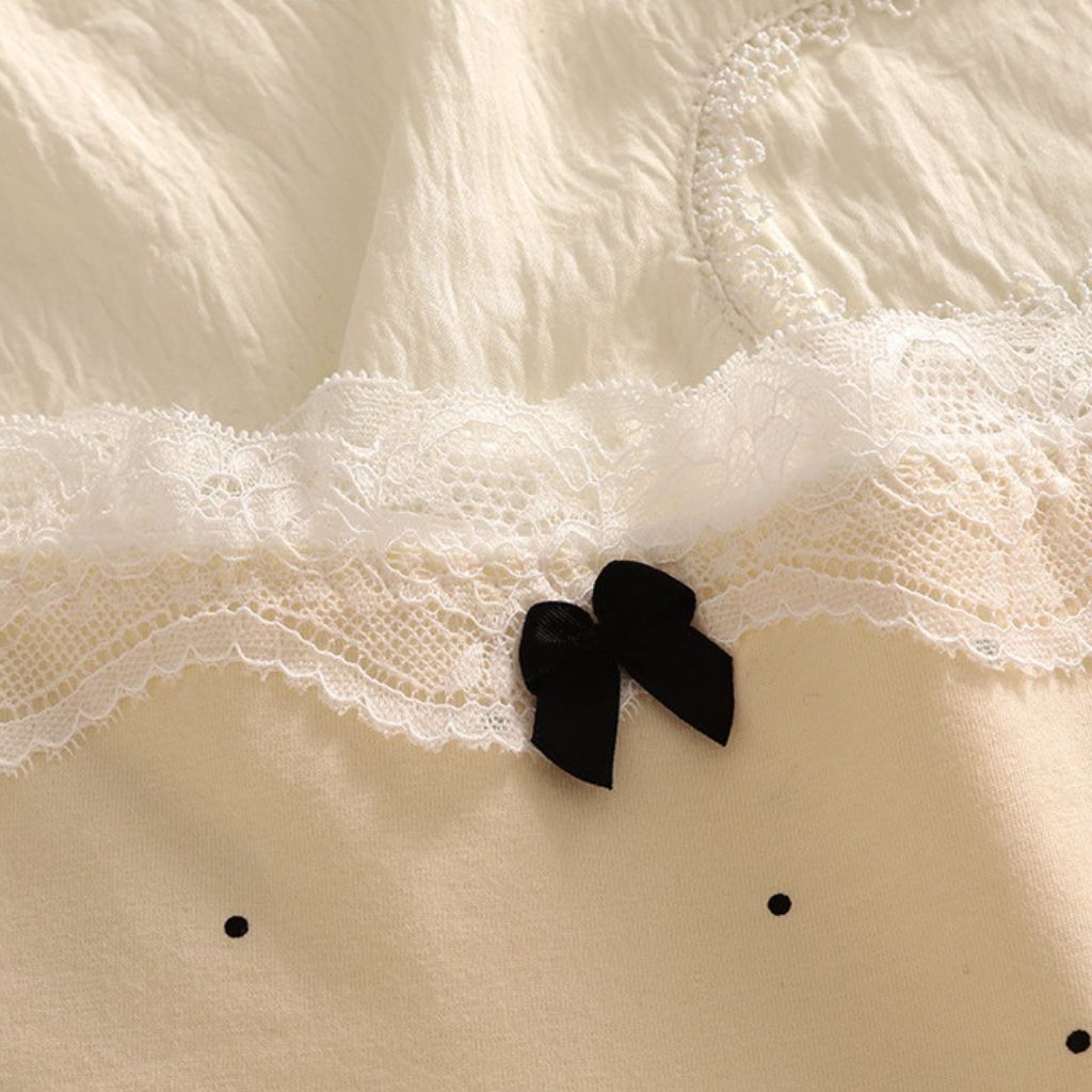 Quần lót nữ cotton viền ren sang trọng cạp vừa tôn dáng sexy họa tiết chấm bi đáng yêu LANIXA L5410